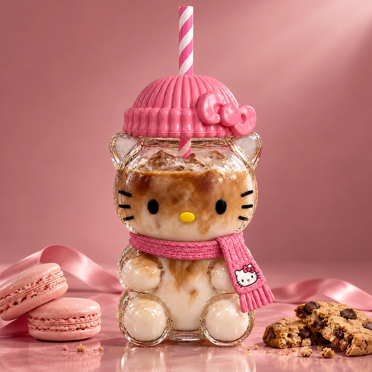 Hello Kitty Glass Cup 20oz with iced latte