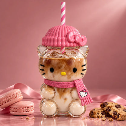 Hello Kitty Glass Cup 20oz with iced latte