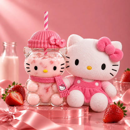Hello Kitty Glass Cup with Hello Kitty Plush